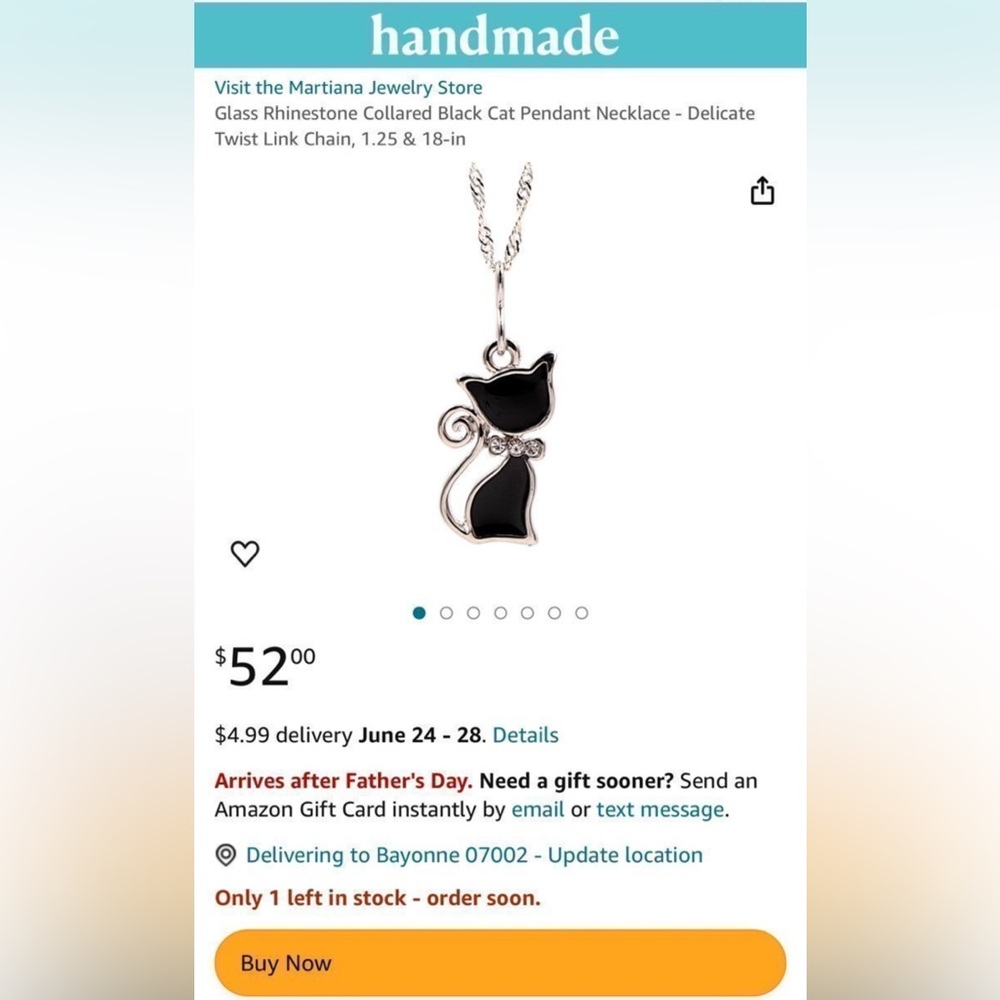 Rhinestone Collared Black Cat Pendant Necklace - Delicate Twist Link Chain NWOT